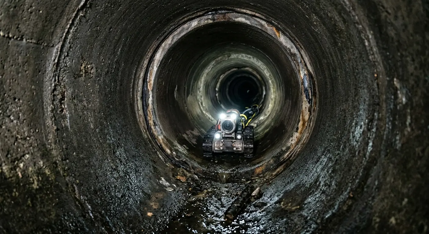 Robotic sewer camera inspecting pipe interior for Drain Snake Service in Lake Barcroft